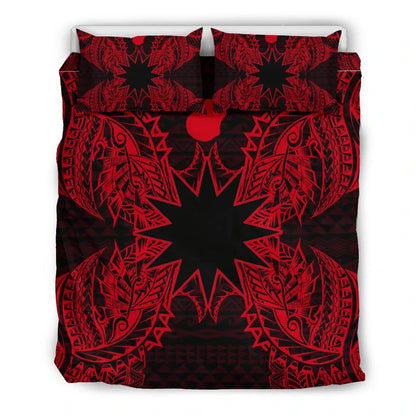 Polynesian Bedding Set - Nauru Duvet Cover Set Map Red