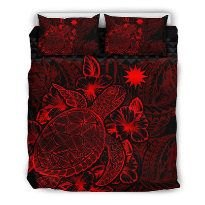Polynesian Bedding Set - Nauru Duvet Cover Set Red Color