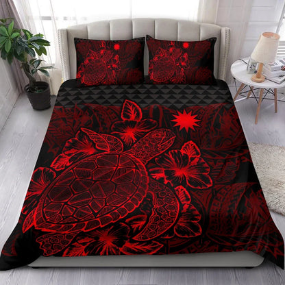 Polynesian Bedding Set - Nauru Duvet Cover Set Red Color