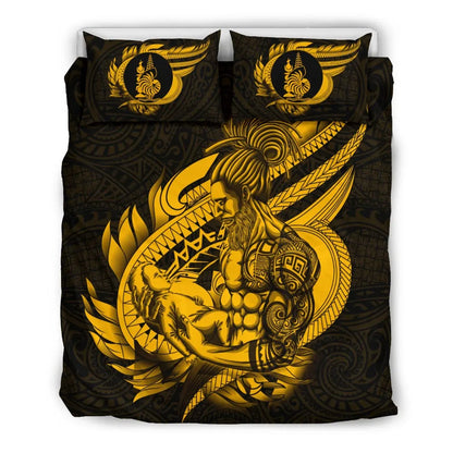 Polynesian Bedding Set - New Caledonia Duvet Cover Set Father And Son Gold