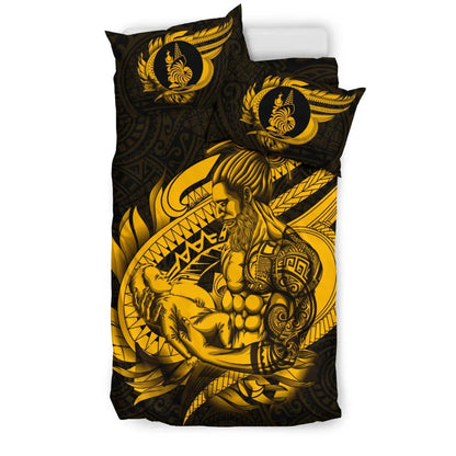 Polynesian Bedding Set - New Caledonia Duvet Cover Set Father And Son Gold