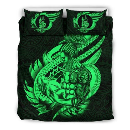 Polynesian Bedding Set - New Caledonia Duvet Cover Set Father And Son Green
