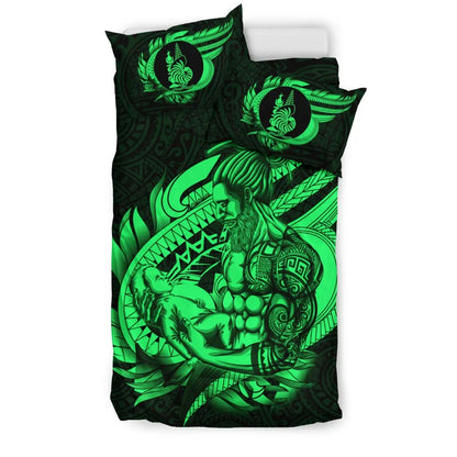 Polynesian Bedding Set - New Caledonia Duvet Cover Set Father And Son Green