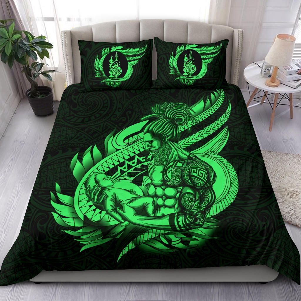 Polynesian Bedding Set - New Caledonia Duvet Cover Set Father And Son Green