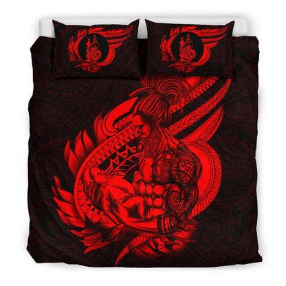 Polynesian Bedding Set - New Caledonia Duvet Cover Set Father And Son Red