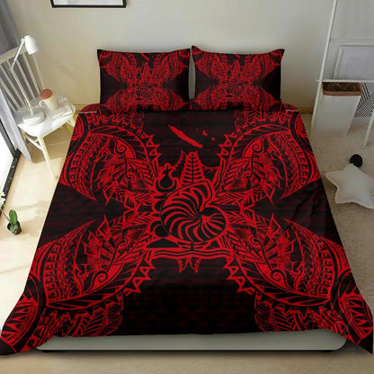 Polynesian Bedding Set - New Caledonia Duvet Cover Set Map Red
