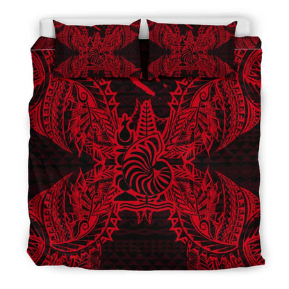 Polynesian Bedding Set - New Caledonia Duvet Cover Set Map Red