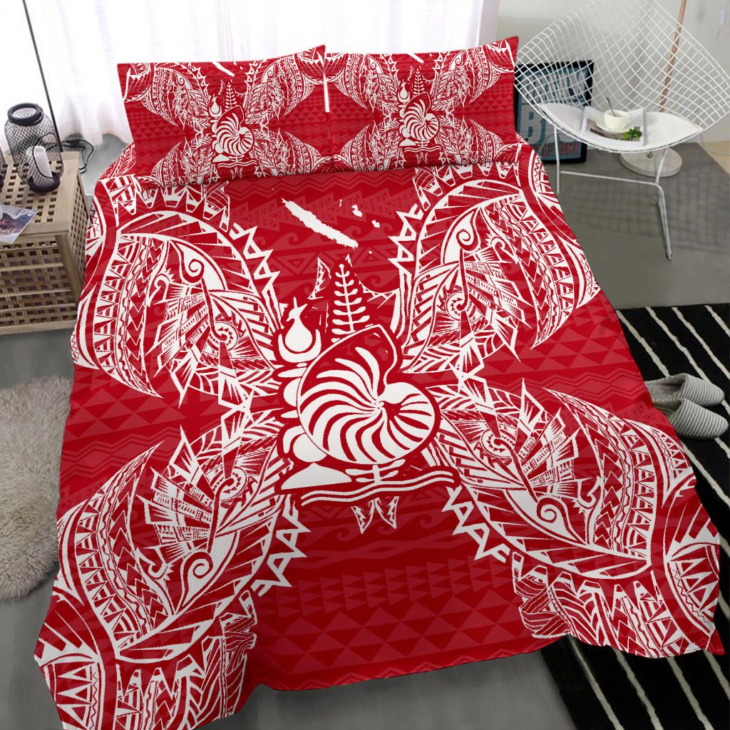 Polynesian Bedding Set - New Caledonia Duvet Cover Set Map Red White