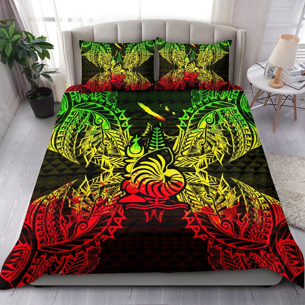 Polynesian Bedding Set - New Caledonia Duvet Cover Set Map Reggae