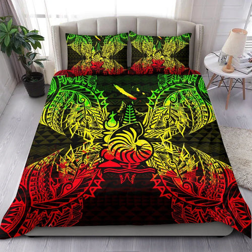 Polynesian Bedding Set - New Caledonia Duvet Cover Set Map Reggae