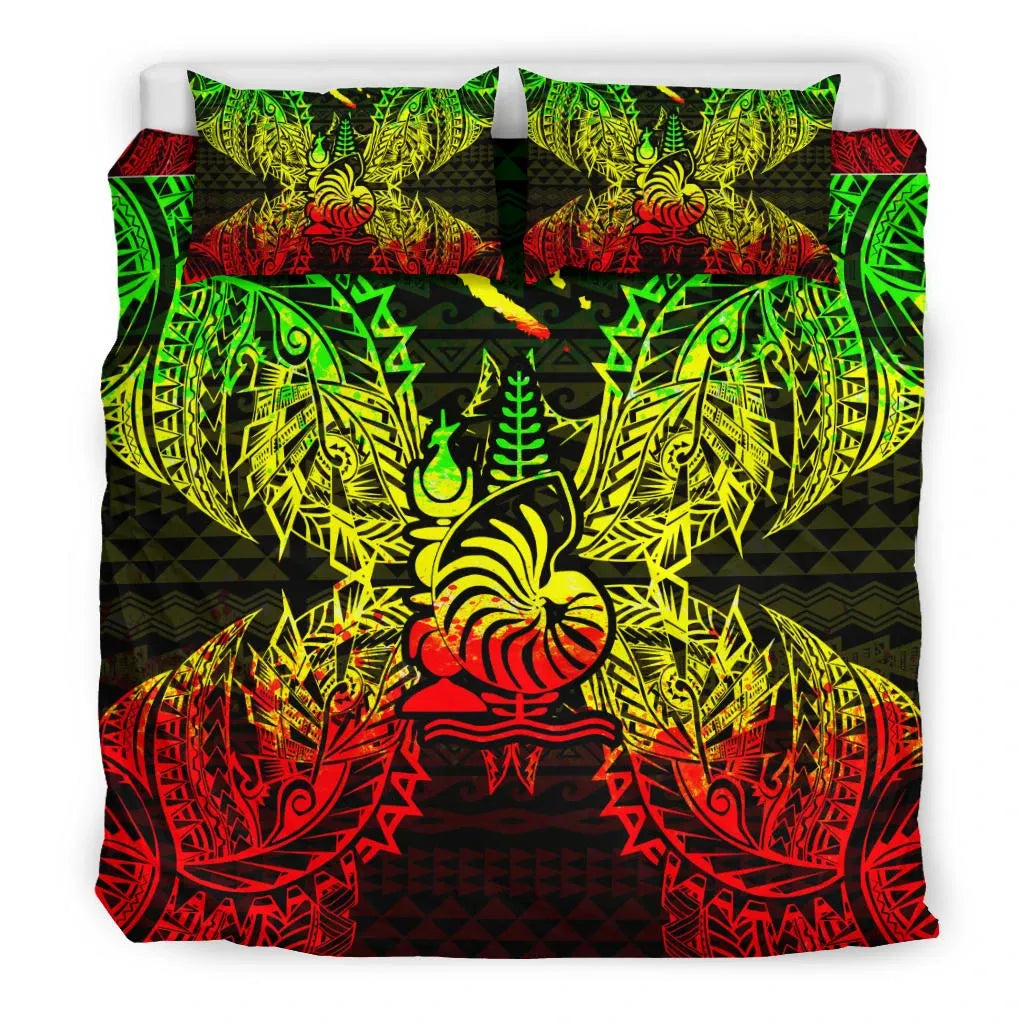 Polynesian Bedding Set - New Caledonia Duvet Cover Set Map Reggae