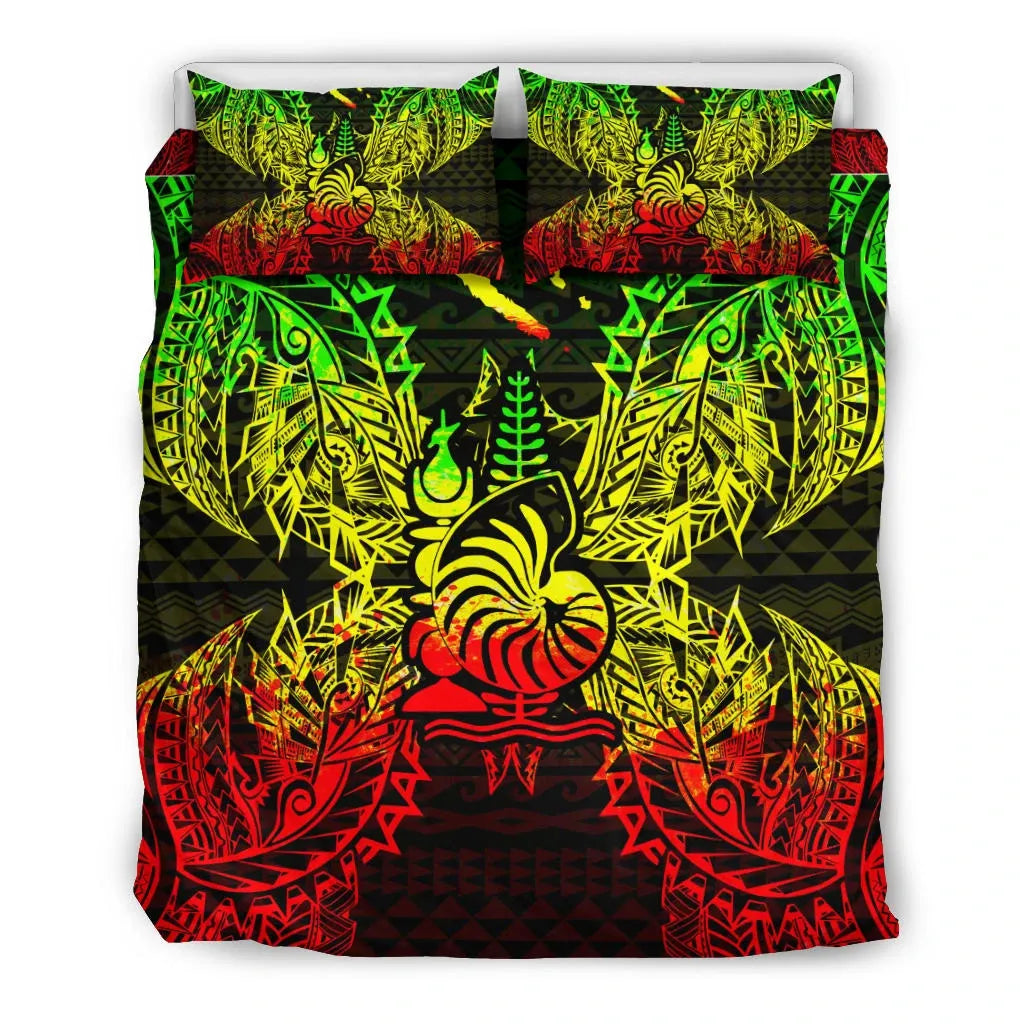 Polynesian Bedding Set - New Caledonia Duvet Cover Set Map Reggae