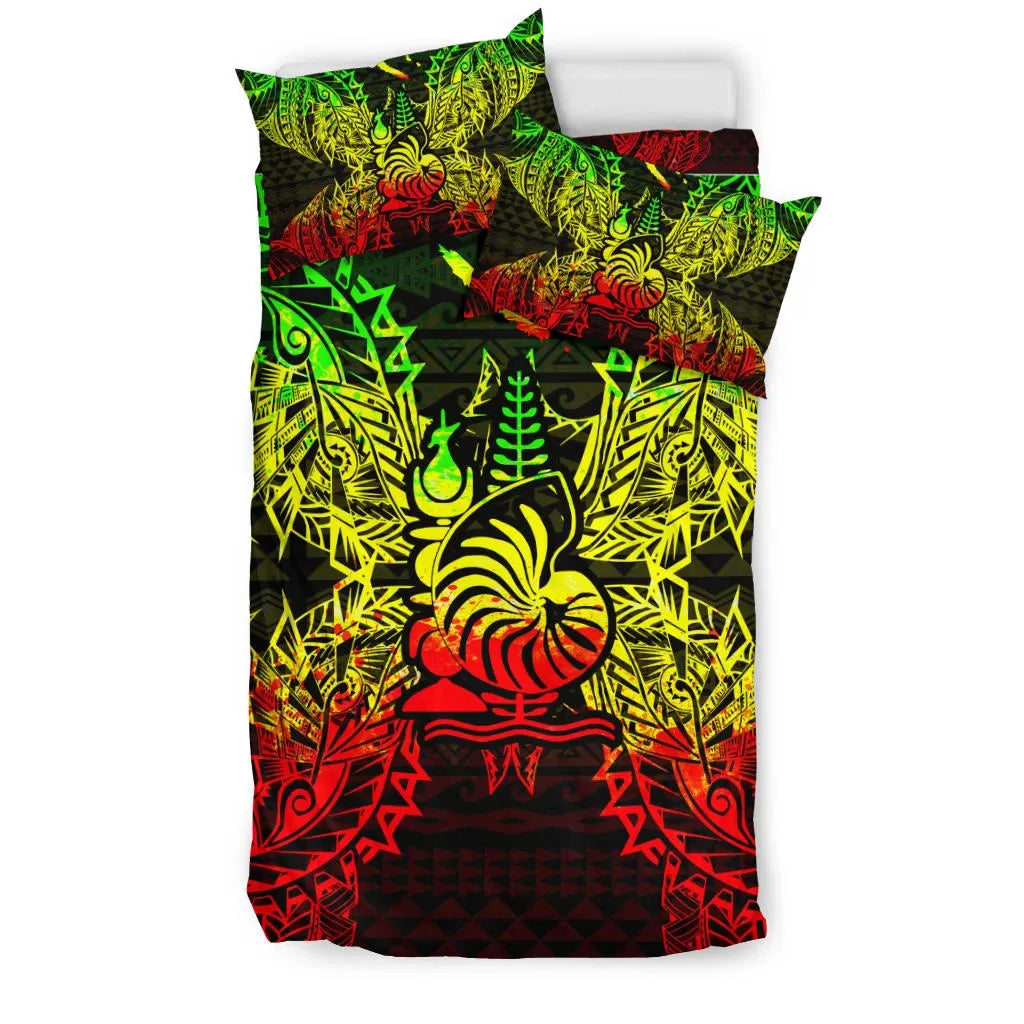 Polynesian Bedding Set - New Caledonia Duvet Cover Set Map Reggae