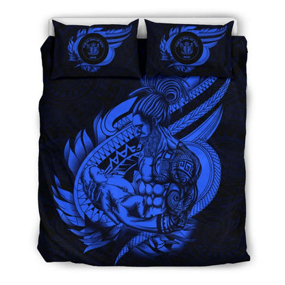 Polynesian Bedding Set - Niue Duvet Cover Set Father And Son Blue