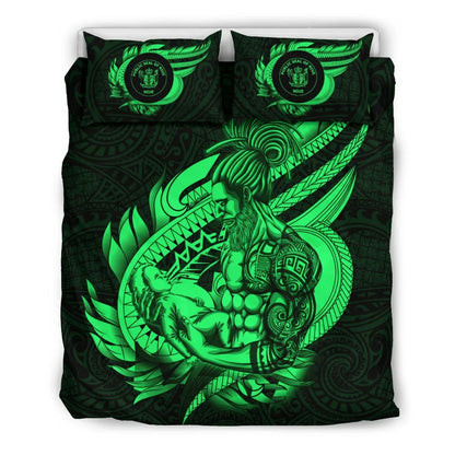 Polynesian Bedding Set - Niue Duvet Cover Set Father And Son Green