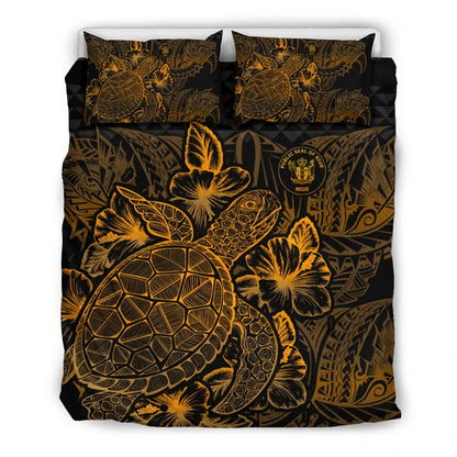 Polynesian Bedding Set - Niue Duvet Cover Set Gold Color