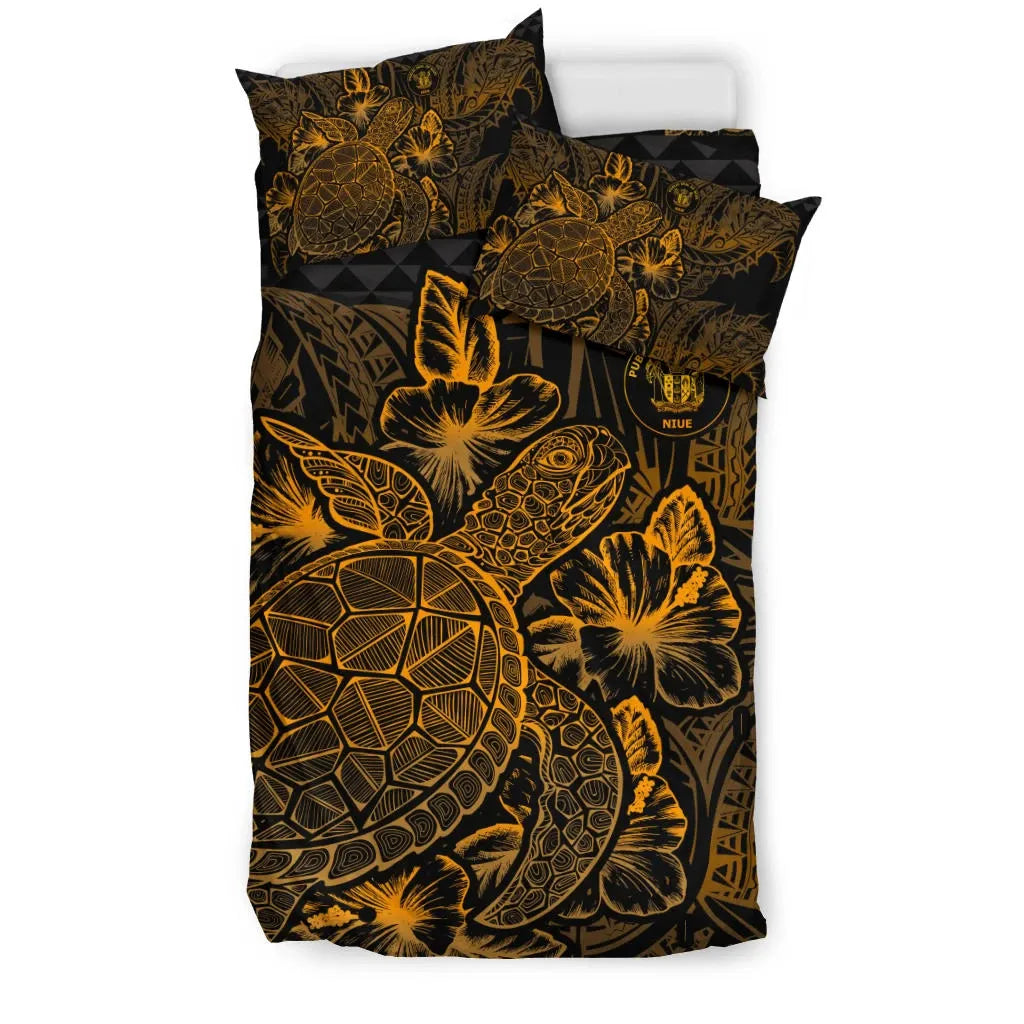 Polynesian Bedding Set - Niue Duvet Cover Set Gold Color