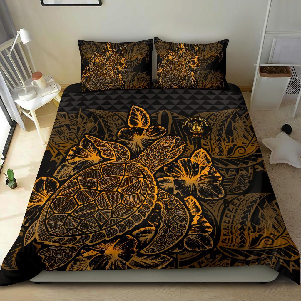 Polynesian Bedding Set - Niue Duvet Cover Set Gold Color