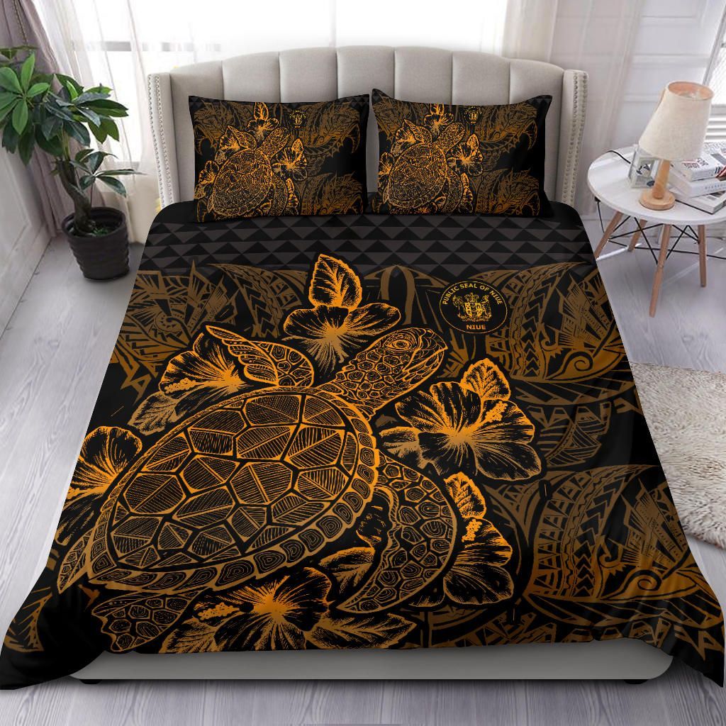 Polynesian Bedding Set - Niue Duvet Cover Set Gold Color