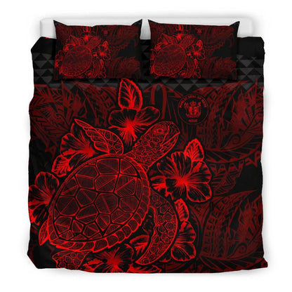 Polynesian Bedding Set - Niue Duvet Cover Set Red Color