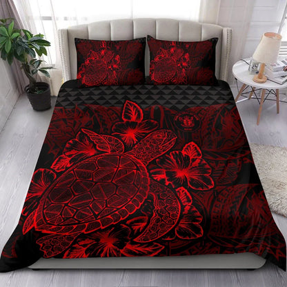 Polynesian Bedding Set - Niue Duvet Cover Set Red Color