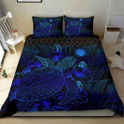 Polynesian Bedding Set - Northern Mariana Islands Duvet Cover Set Blue Color