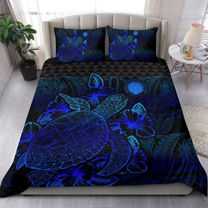 Polynesian Bedding Set - Northern Mariana Islands Duvet Cover Set Blue Color