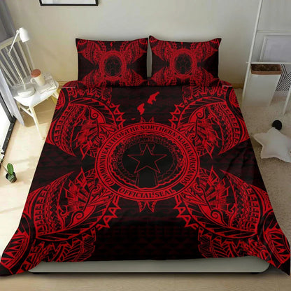 Polynesian Bedding Set - Northern Mariana Islands Duvet Cover Set Map Red