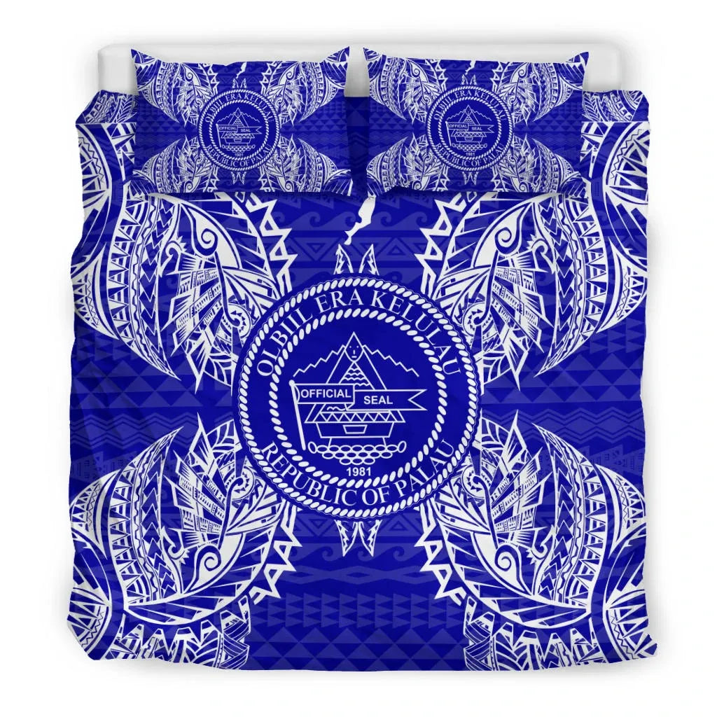 Polynesian Bedding Set - Palau Duvet Cover Set Map Blue