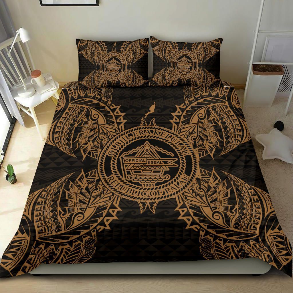 Polynesian Bedding Set - Palau Duvet Cover Set Map Gold
