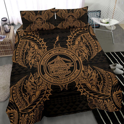 Polynesian Bedding Set - Palau Duvet Cover Set Map Gold