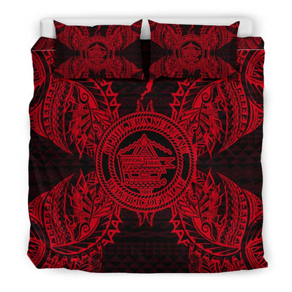 Polynesian Bedding Set - Palau Duvet Cover Set Map Red