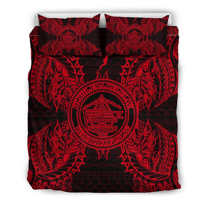 Polynesian Bedding Set - Palau Duvet Cover Set Map Red