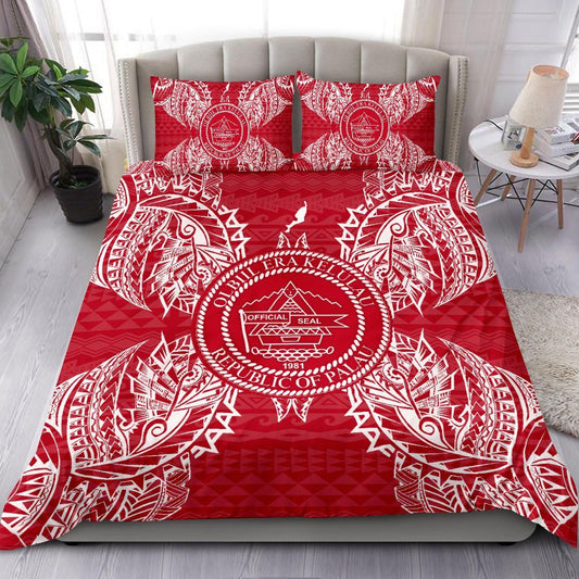 Polynesian Bedding Set - Palau Duvet Cover Set Map Red White