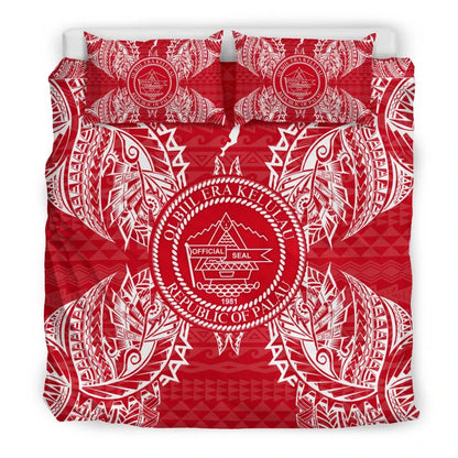 Polynesian Bedding Set - Palau Duvet Cover Set Map Red White