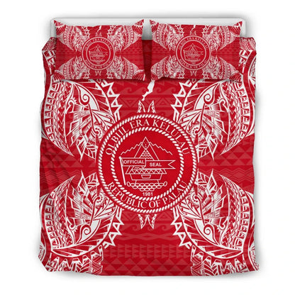 Polynesian Bedding Set - Palau Duvet Cover Set Map Red White