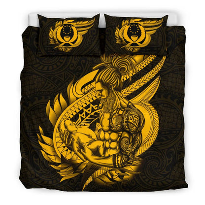 Polynesian Bedding Set - Pohnpei Duvet Cover Set Father And Son Gold