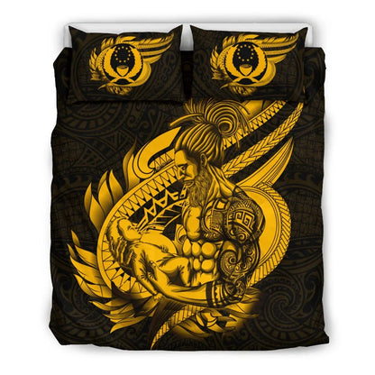Polynesian Bedding Set - Pohnpei Duvet Cover Set Father And Son Gold