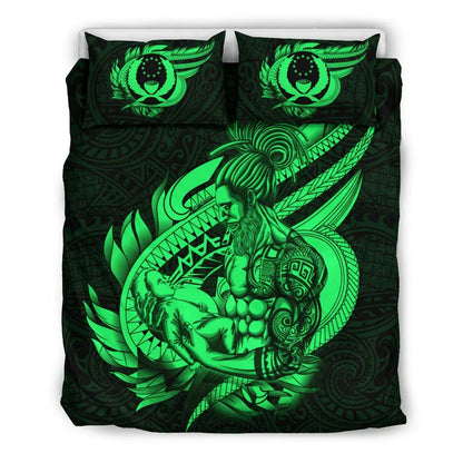 Polynesian Bedding Set - Pohnpei Duvet Cover Set Father And Son Green