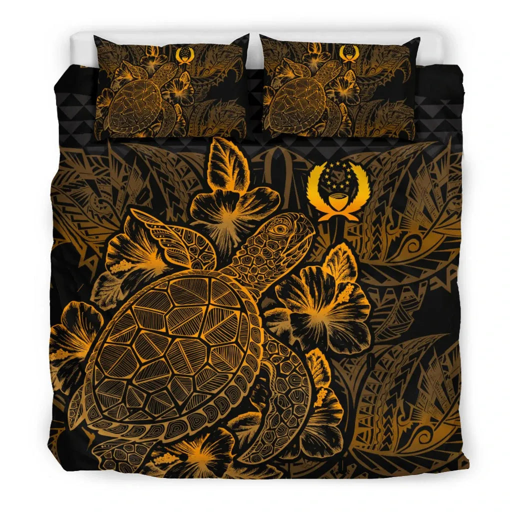 Polynesian Bedding Set - Pohnpei Duvet Cover Set Gold Color
