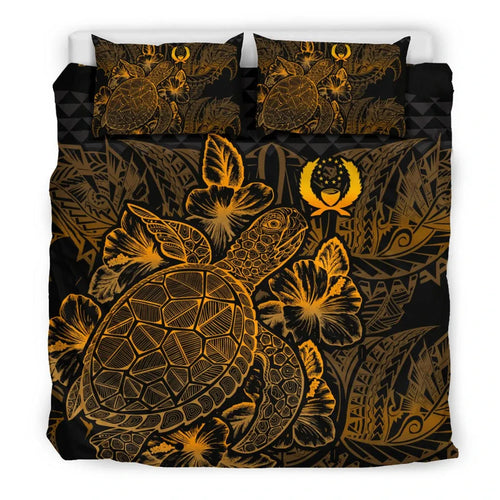 Polynesian Bedding Set - Pohnpei Duvet Cover Set Gold Color