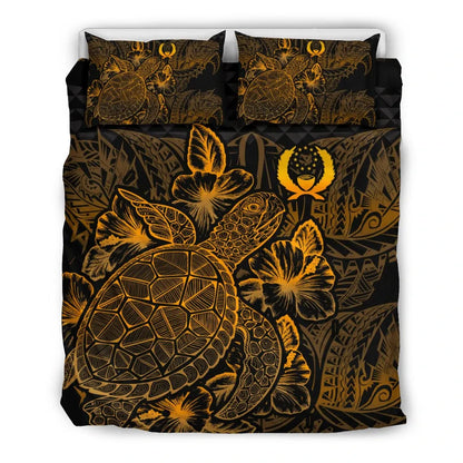 Polynesian Bedding Set - Pohnpei Duvet Cover Set Gold Color