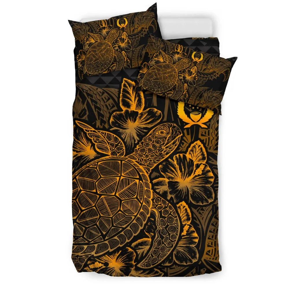 Polynesian Bedding Set - Pohnpei Duvet Cover Set Gold Color