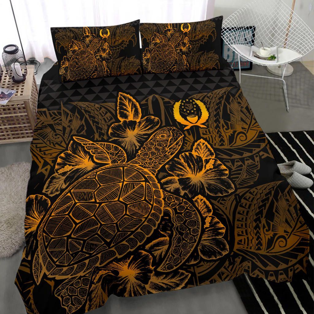 Polynesian Bedding Set - Pohnpei Duvet Cover Set Gold Color