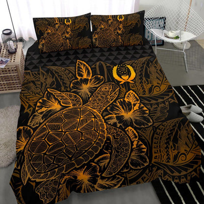 Polynesian Bedding Set - Pohnpei Duvet Cover Set Gold Color