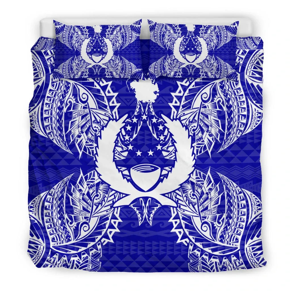 Polynesian Bedding Set - Pohnpei Duvet Cover Set Map Blue