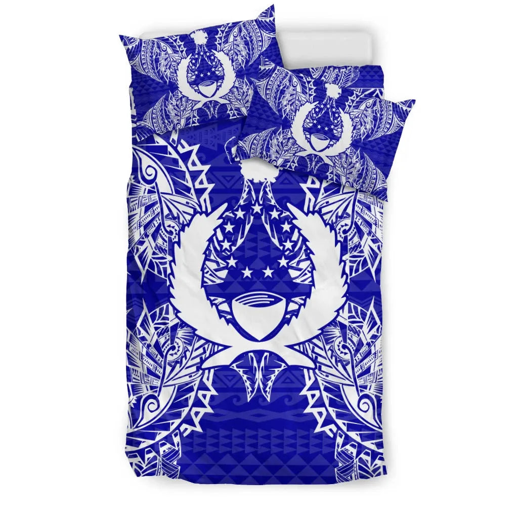 Polynesian Bedding Set - Pohnpei Duvet Cover Set Map Blue