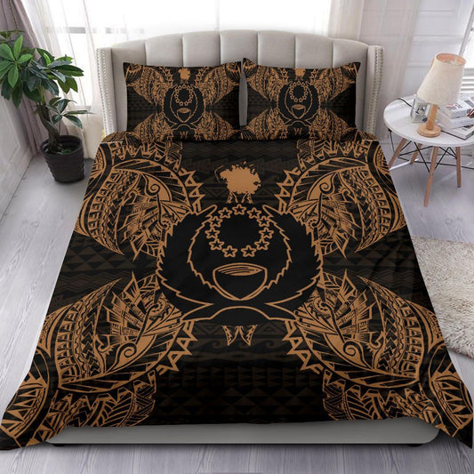 Polynesian Bedding Set - Pohnpei Duvet Cover Set Map Gold