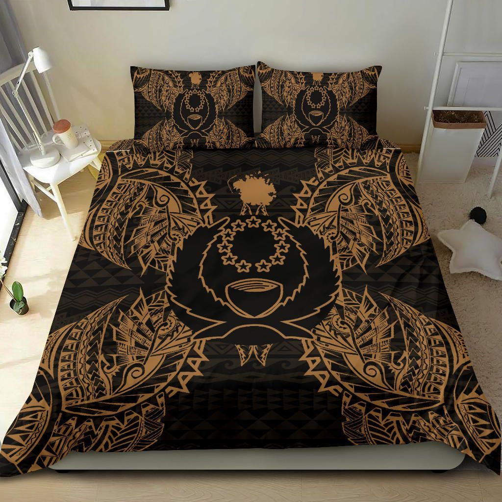 Polynesian Bedding Set - Pohnpei Duvet Cover Set Map Gold