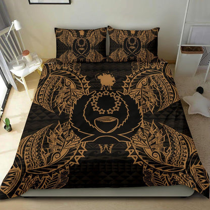 Polynesian Bedding Set - Pohnpei Duvet Cover Set Map Gold